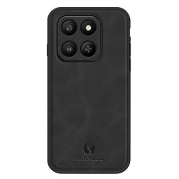 Силиконов гръб с покритие от кожа марка ANNYOJO за Honor 400 Smart - черен