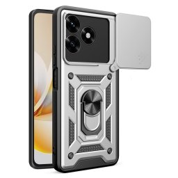 Хибриден гръб със стойка и слайдър за камера за Honor X5c Plus - бял