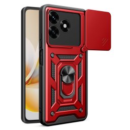 Хибриден гръб със стойка и слайдър за камера за Honor X5c Plus - червен