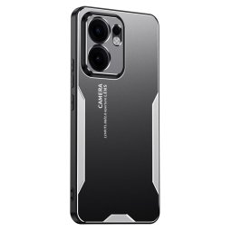 Алуминиев гръб за OPPO Reno 14F - черен със сребрист ръб