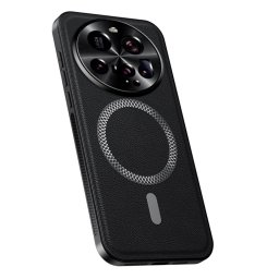 Силиконов гръб с покритие от кожа за Xiaomi 15 Ultra - черен