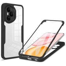 Цялостен гръб от силикон и пластмаса за Honor 400 Pro 5G - прозрачен с черна рамка