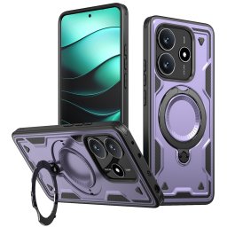Хибриден гръб с кръгла метална стойка за Xiaomi Redmi Note 14 5G - лилав