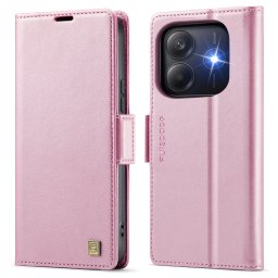 Кожен калъф страничен flip марка AUTSPACE за Xiaomi Redmi Note 14 5G – светло розов