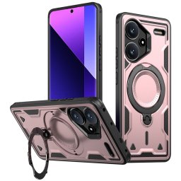 Хибриден гръб с кръгла метална стойка за Xiaomi Note 13 Pro+ 5G - розов