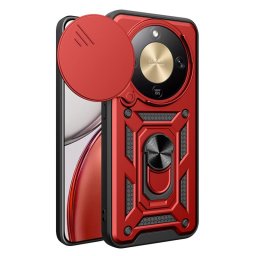 Хибриден гръб със стойка и слайдър за камера за Honor Magic8 Lite - червен