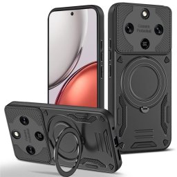 Хибриден гръб с кръгла метална стойка за Honor Magic8 Lite - черен