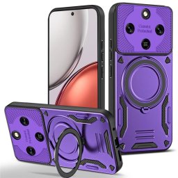 Хибриден гръб с кръгла метална стойка за Honor Magic8 Lite - лилав
