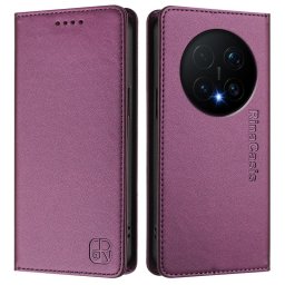 Кожен калъф тип портмоне марка RINACASIS за Honor Magic8 Pro – лилав