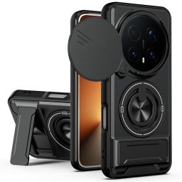 Хибриден гръб със стойка и слайдър за камера за Honor Magic8 Pro - черен