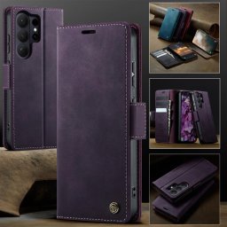 Кожен калъф страничен flip марка CASEME за Samsung Galaxy S26 Ultra – лилав