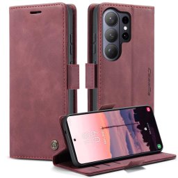 Калъф страничен flip марка CASEME за Samsung Galaxy S26 Ultra – винено червен