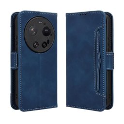 Кожен калъф тип портмоне с магнитна закопчалка за Xiaomi 17 Ultra - тъмно син