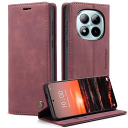Калъф страничен flip марка CASEME за Xiaomi Redmi Note 15 Pro+ 5G – винено червен