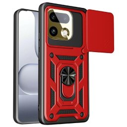 Хибриден гръб със стойка и слайдър за камера за Realme 16 Pro+ - червен