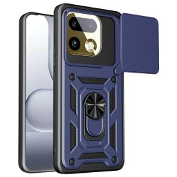 Хибриден гръб със стойка и слайдър за камера за Realme 16 Pro+ - тъмно син