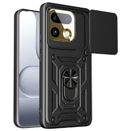 Хибриден гръб със стойка и слайдър за камера за Realme 16 Pro+ - черен