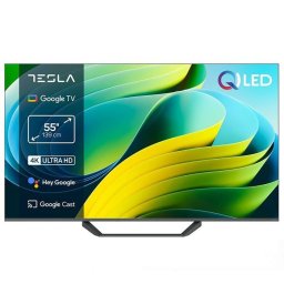 Телевизор TESLA Q55E655GUS, 55"(139 см), 4K Ultra HD, Google TV, Сив