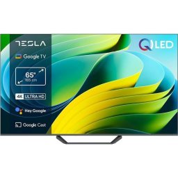 Телевизор TESLA Q65E655GUS, 65"(165см), 4K Ultra HD, Google TV, Сив
