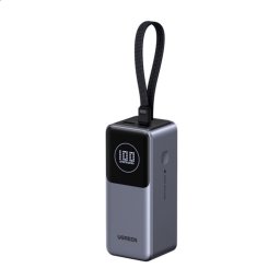 Външна батерия/power bank/ Ugreen Power Bank With Integrated USB-C Cable, 20000mAh, сива, 1xUSB-C порт, 130W, ABS + PC, LED дисплей