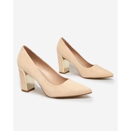 Resti Beige women's eco suede post pumps Afrogosa