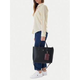Tommy Hilfiger Дамска чанта Th Icon Satchel Mono AW0AW18123 Тъмносин