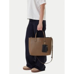 Tommy Hilfiger Дамска чанта Th Icon Satchel AW0AW18122 Кафяв