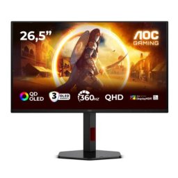 Монитор AOC Q27G4SDR, 26.5" QD-OLED, 2560x1440@360Hz, 0.03ms GtG, 1000cd m/2, 1.5M:1, Adaptive Sync, FlickerFree, Low Blue Light, Tilt, Height Adjust, Pivot, Swivel, 2xHDMI, DP, USB hub
