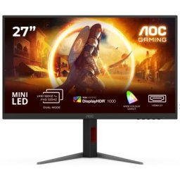 Монитор AOC U27G4XM, 27" Fast IPS MiniLED, 3840x2160@160Hz, 1ms GtG, 1200cd/m2, 1000:1, 80M:1 DCR, Adaptive Sync, FlickerFree, Low Blue Mode, Tilt, Height Adjust, Pivot, Swivel, HDMI, DP, USB hub