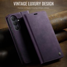 Кожен калъф страничен flip марка CASEME за Samsung Galaxy S26+ – лилав