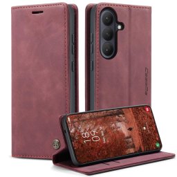 Калъф страничен flip марка CASEME за Samsung Galaxy S26+ – винено червен