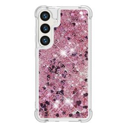 Силиконов гръб с течност с брокат за Samsung Galaxy S26+ - розов