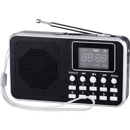 Diva - портативно FM радио с MP3 плеър, 50 станции, USB/SD - черно