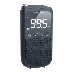 Diva FM2024C - преносимо FM/AM радио с часовник и аларма, 20 станции - тъмносиво