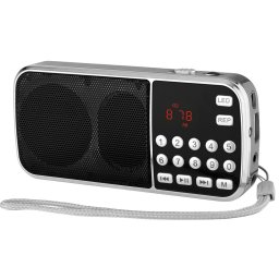 DIVA L-088 - портативно FM радио с MP3 плеър, LED фенерче, USB/SD - черно