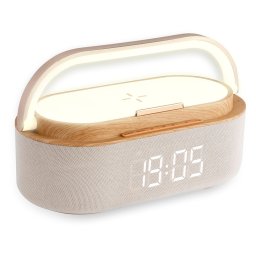 Xmart AC-60LW - радиочасовник с безжично зарядно 15W, Bluetooth, 2x5W - бежов