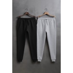 Trendyol Grey-Black Regular/Normal Cut Elasticized Jogger 2 Pack Sweatpants
