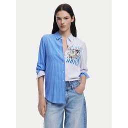 Desigual Риза A Perfect Ride 25SWCW36 Син Regular Fit