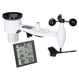 Електронна метеостанция Levenhuk Wezzer PRO LP310, включен 1 бр. безжичен 5-в-1 дистанционен сензор, монохромен екран, термометър, барометър, влагомер, дъждомер, анемометър, часовник, будилник, календар, черна