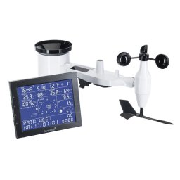Електронна метеостанция Levenhuk Wezzer PRO LP330, включен 1 бр. безжичен 7-в-1 дистанционен сензор, монохромен екран, термометър, барометър, влагомер, дъждомер, анемометър, часовник, будилник, календар, черна
