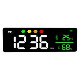 Термохигрометър Levenhuk Wezzer Air MC50, цветен LCD дисплей, монитор за качество на въздуха, термометър, влагомер, монитор за CO₂, предупреждение за критичните стойности на CO₂, бял