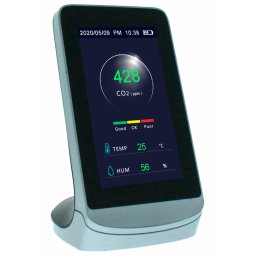 Термохигрометър Levenhuk Wezzer Air MC60, цветен LCD дисплей, монитор за качество на въздуха, термометър, влагомер, монитор за CO₂, часовник, календар, предупреждение за критичните стойности на CO₂, максимални и минимални показания, бял