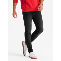 Ombre Men's denim joggers with asymmetrical stitching - black