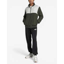 PUMA Woven Colorblock Tracksuit Darrk Olive