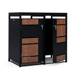Blumfeldt BinSafe, контейнер за отпадъци, 2 кофи за отпадъци, 240 л, заключващо се, поцинкована стомана, устойчива на атмосферни влияния, (KG29-2door-rust-pl)