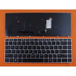 Клавиатура за лаптоп HP, съвместима със серия EliteBook 745 G3 840 G3, черна, със сребриста рамка