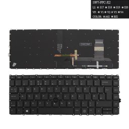 Клавиатура за лаптоп HP, съвместима със серия EliteBook 840 G7, черна, без рамка, голям Enter, с подсветка