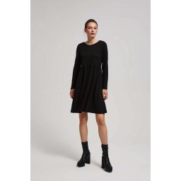 Marisse Black Dress With Long Sleeves And A Flared Bottom