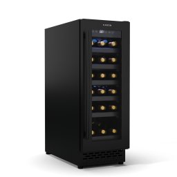 Klarstein Охладител за вино Vinovilla 18 Uno, 1 зона за охлаждане, 18 бутилки, дървени рафтове, 5-18 °C (Vinovilla18b-FW-BKMa)