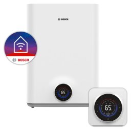 Бойлер Bosch Tronic TR5501iT 50 EBP, 50 л, Плосък, 3000W, Eco режим, Вертикален и хоризонтален монтаж, WI-FI управление, Енергиен клас B, Бял